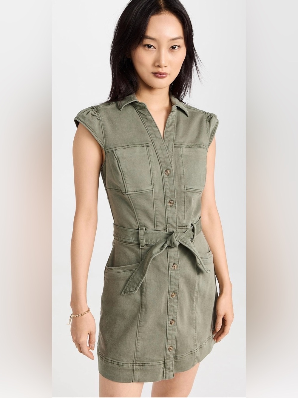 NWT PAIGE Jaxsyn Utility Dress in Olive Green. Size 4